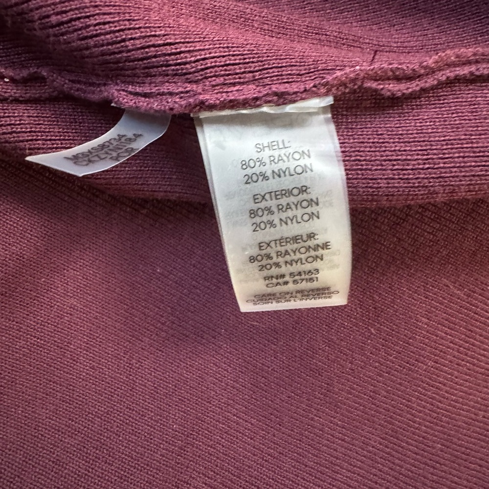 Calvin Klein Women Deep Burgundy Long Sleeve V Neck Top with Sequin Detail Sz XL - Picture 4 of 9